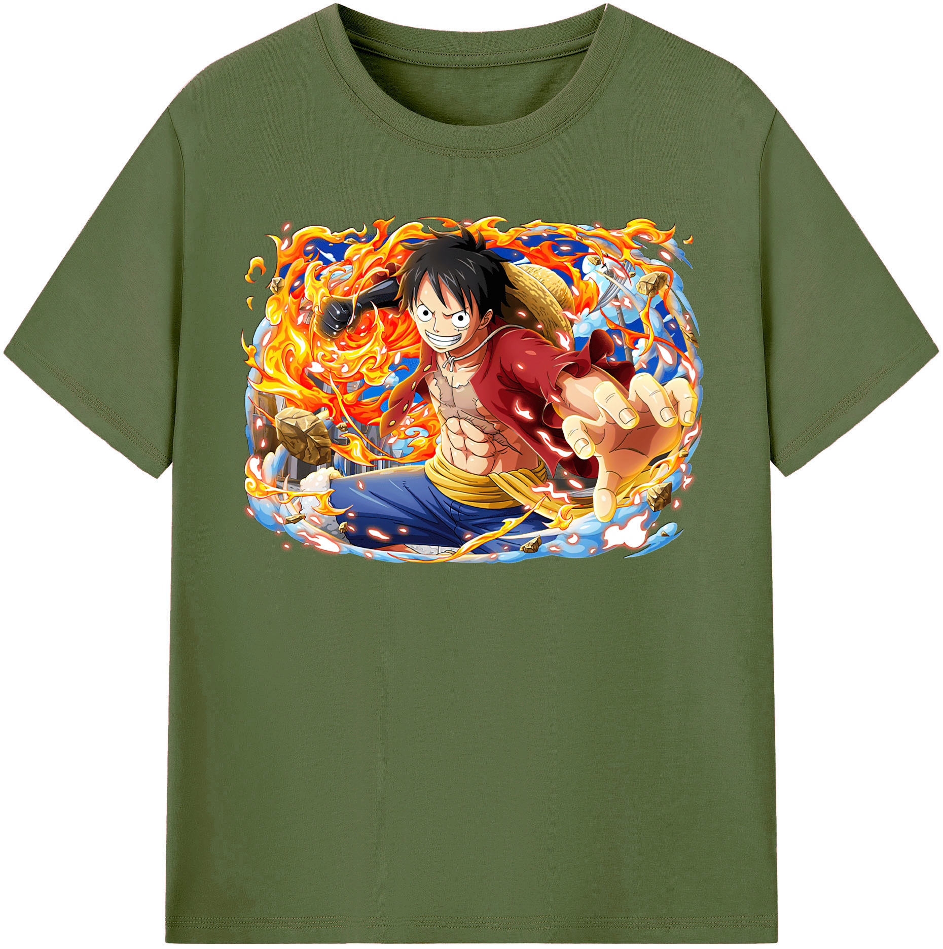 ワンピース モンキー・D・ルフィ ONE PIECE Monkey D. Luffy 綿100％半袖Tシャツ（フロントプリント）